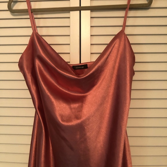 Pink Satin Slip Dress - L - Picture 2 of 5